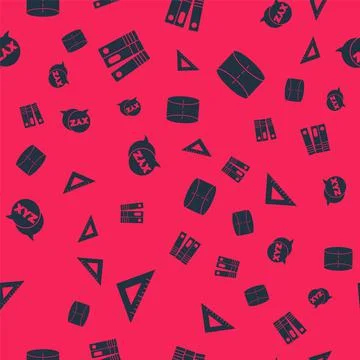 Set Triangular ruler, Office folders, XYZ Coordinate system and Geometric figure Stockillustratie