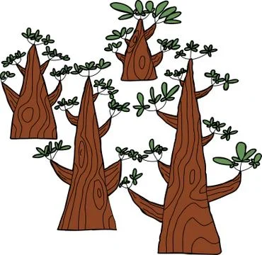 Set of triangular trees Illustrazione stock