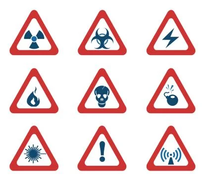 Set of Triangular Warning Hazard Signs 스톡 일러스트