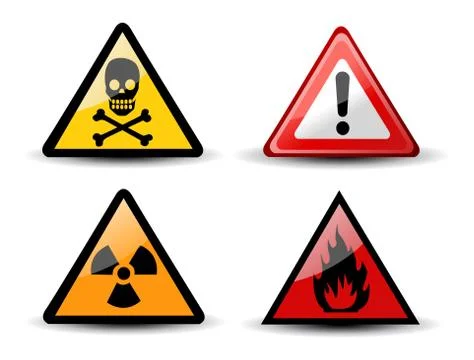 Set of Triangular Warning Hazard Signs Stock Illustration