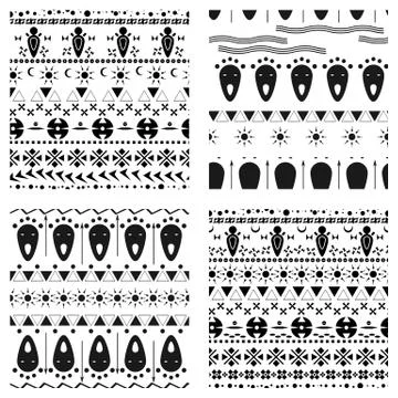 Set of tribal ethnic seamless pattern イラスト素材