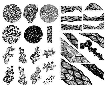 Set of tribal hand drawn elements. Doodle style abstract elements. Vector i.. Stockillustratie