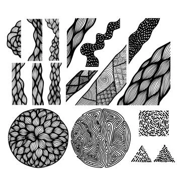 Set of tribal hand drawn elements. Doodle style abstract elements. Vector i.. Stock Illustration