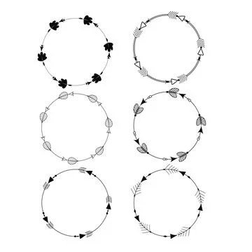 Set tribal indian native frames in doodle style isolated on white background Stock Illustration