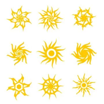 Set tribal sun Stock Illustration