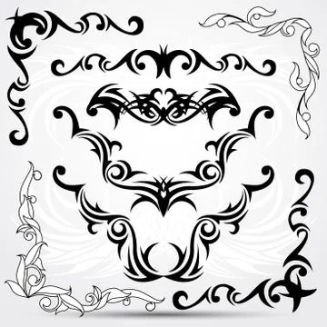 Set of tribal tattoo elements Stock Illustration