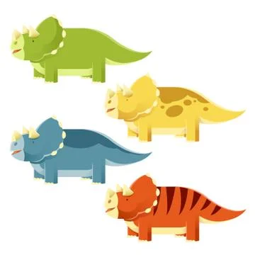 Set of Triceratopses Stock Illustration