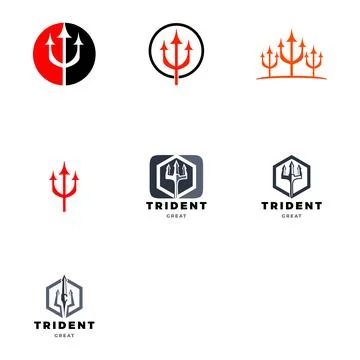 Set of Trident Icon Logo Design Template Stock Illustration