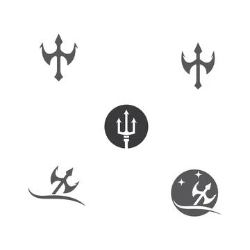 Set Trident Logo Template vector icon Illustrazione stock