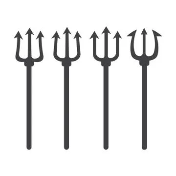 Set of trident silhouette. Pitchfork devil set. Trident devil icon Illustrazione stock