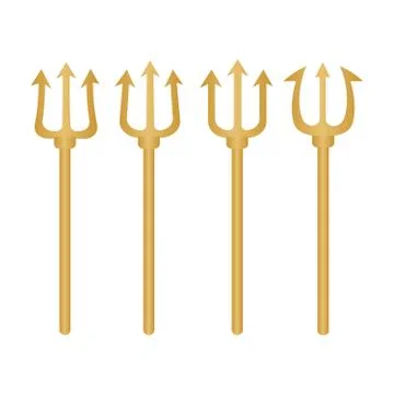 Set of trident silhouette. Pitchfork devil set. Trident devil icon Stock Illustration