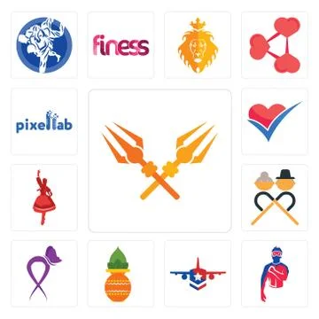 Set of trishul, generic superhero, honor flight, kalash, lupus, senior citize Free Stock Illustration