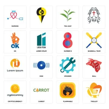 Set of trolley, flammable, cryptocurrency, spanner, , number 8, ok, tea leaf, Illustrazione stock gratuita