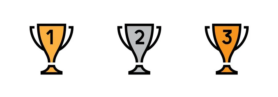 Set Trophy Cup icons. Editable Vector Stroke. Illustrazione stock