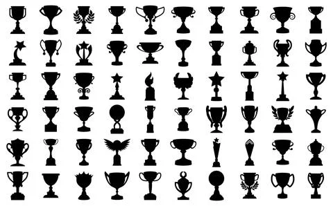 Set of trophy cup silhouettes Stock Illustration