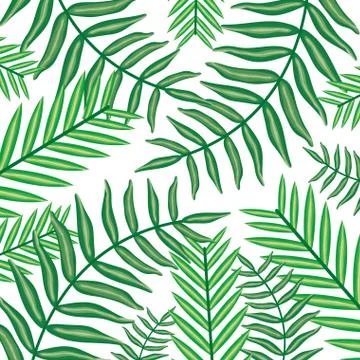Set of tropical leafs plants pattern background Stock Illustration