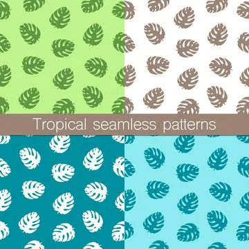 Set of tropical monstera patterns Illustrazione stock