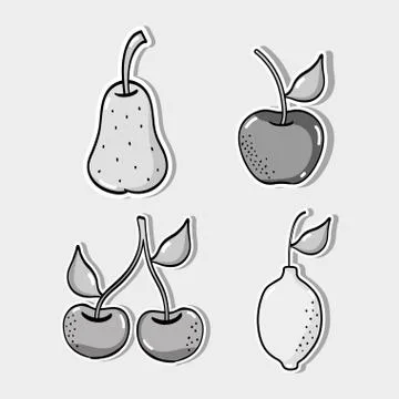 Set tropical patches fruit design Stock Illustration
