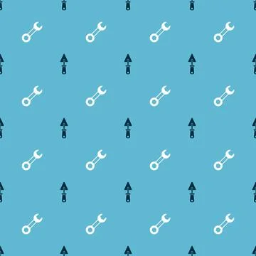 Set Trowel and Wrench spanner on seamless pattern. Vector Illustrazione stock