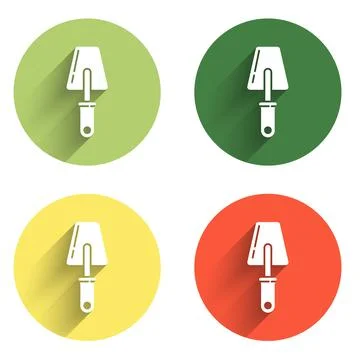 Set Trowel icon isolated with long shadow background. Color circle button. .. Illustrazione stock
