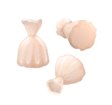 Set of truffle in white candy wrapping Stock Illustration