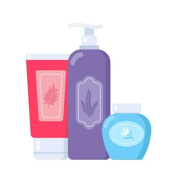 Set of tubes and vials cosmetics. Everything for beauty and skin care. Cosmet Stock Illustration