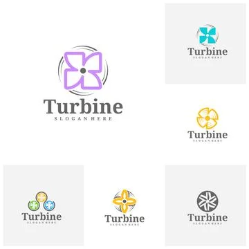 Set of Turbine logo vector template, Creative wind power logo design concepts Stock Illustration