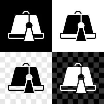 Set Turkish hat icon isolated on black and white, transparent background.  .. Stock Illustration