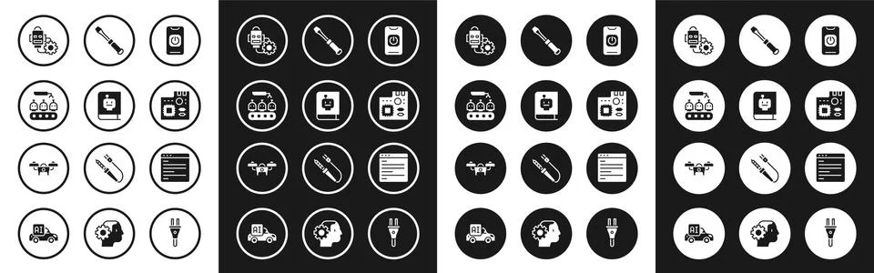 Set Turn off robot from phone, User manual, Industrial production robots, Robot Stock-Illustration