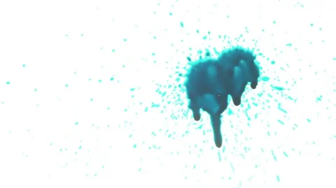 Set turquoise blots. Spray, liquid, paint. Video stock 52940188