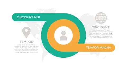Set of turquoise, orange elements for infographic with world map presentation 库存插图