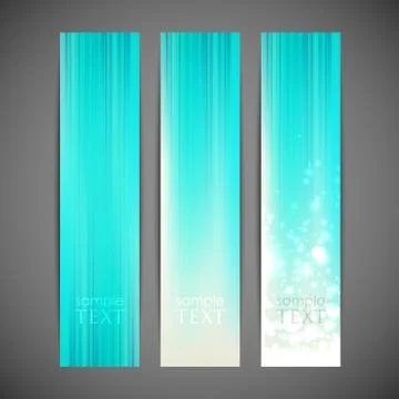 Set of turquoise striped banners Stock Illustration