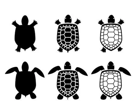 Set of turtle and tortoise icons,top view Stock Illustration