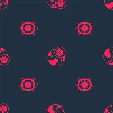 Set Turtle and World pet on seamless pattern. Vector Illustrazione stock