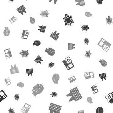 Set Turtle, Life jacket, Action camera and Diving hood on seamless pattern. V Stock Illustration