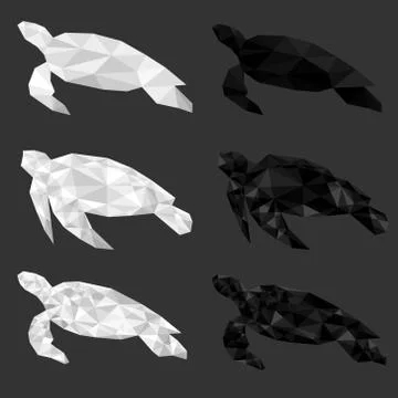 Set of turtle polygon geometric. Vector illustration. Stock Illustration