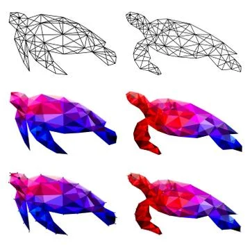Set of turtle polygon geometric. Vector illustration. Stock Illustration