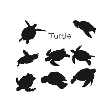 Set turtle silhouette free Stock Illustration