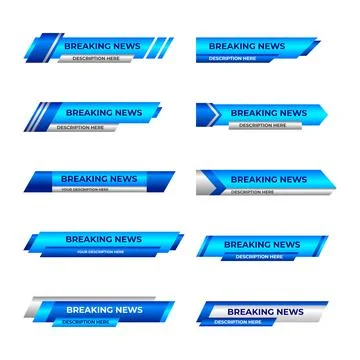 Set of TV banners and bars for news and sport channels, streaming and broad.. Stock Illustration