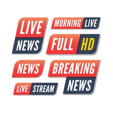 Set of tv banners. breaking live news logos Stock Illustration