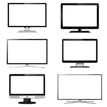 Set of TV screen and computer display monitor vector illustration Stock Illustration
