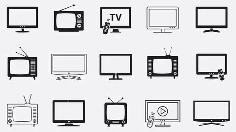 Set of TV vector flat and line icons Stock Illustration