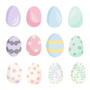 A set of twelve Easter eggs. Vector festive illustration featuring eggs wit.. Illustrazione stock