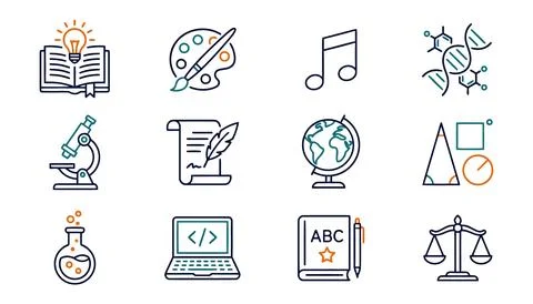 Set of twelve educational and science icons Vector Stock Illustration