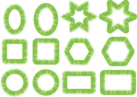 Set of twelve frames of green grass Illustrazione stock