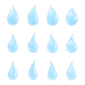 Set of twelve liquid drops isolated Stock Illustration