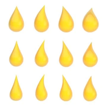 Set of twelve liquid drops isolated Stock Photos