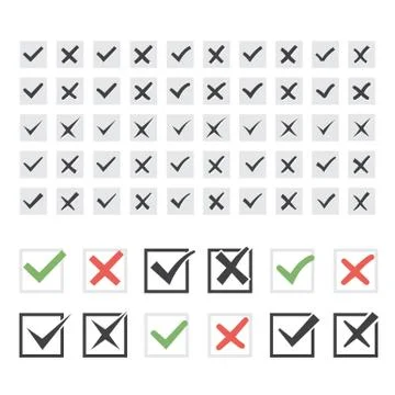 Set of twenty-five different black vector ticks Stock Illustration