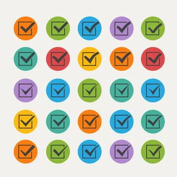 Set of twenty-five different black vector ticks or check marks i Set of tw... Stock Photos