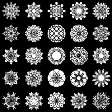 Set of twenty five snowflakes Stock Illustration